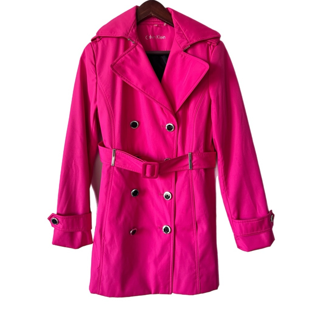 CALVIN KLEIN NWOT Trench Coat Hot Pink Sz XS